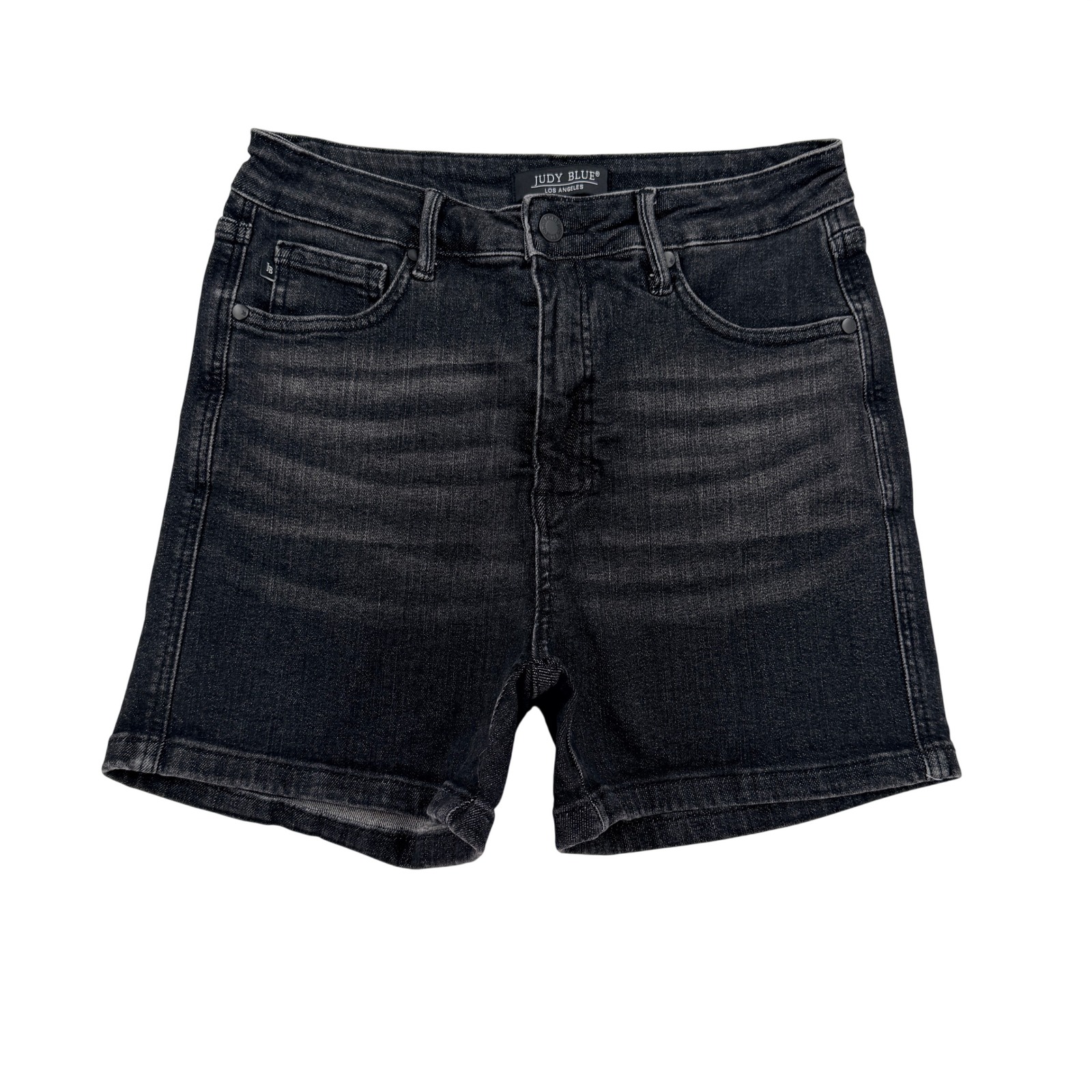 Judy Blue Women High Rise Black Denim Shorts Jb150247 Bk Sz Large Stretch Comfy